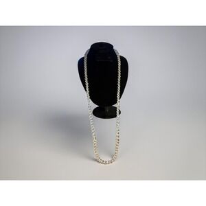 VTG Clear Crystal Necklace Faceted Glass Beads Uniform Strnd Gold Filigree Clasp